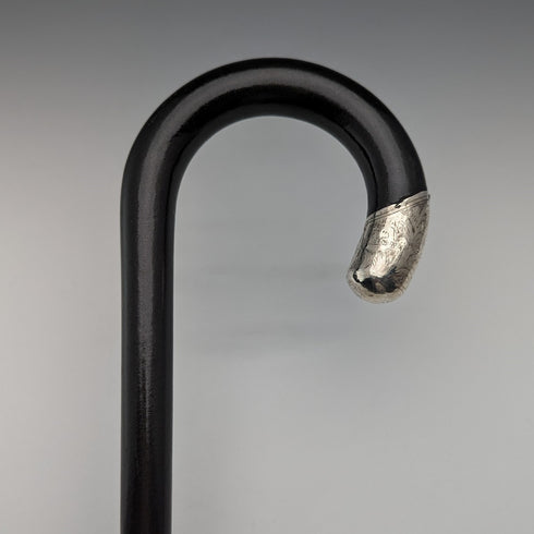 1928 英國復古男手杖純銀裝飾黑軸 91 公分 A&S