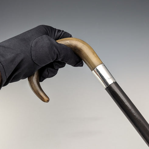 1932 年英國復古男士手杖喇叭手柄純銀裝飾 92 公分 K&S