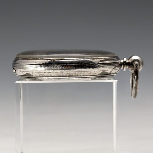 Circa 1880 Antique Bauer Decorative Dial Winding Pocket Watch Silver Side Diameter 44mm Working Condition