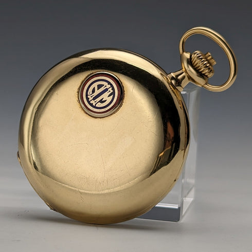 Circa 1920 Antique Omega Chronograph Pocket Watch, 18K Solid Gold Case, in good working order