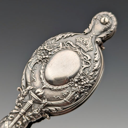 米国アンティーク 純銀製 細密装飾 携帯用折りたたみ式眼鏡 ロニエット