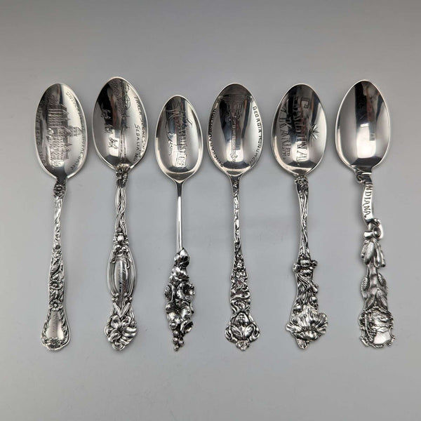 約 1900 年美國古董純銀紀念品湯匙 x6 茶匙大小總計 115 克