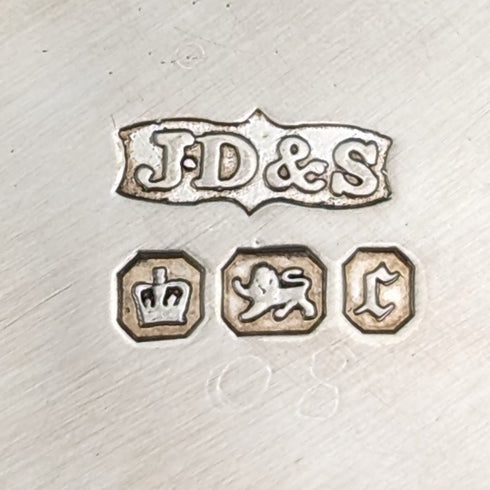 1895 British antique sterling silver floral dish, 111g, James Dixon & Sons