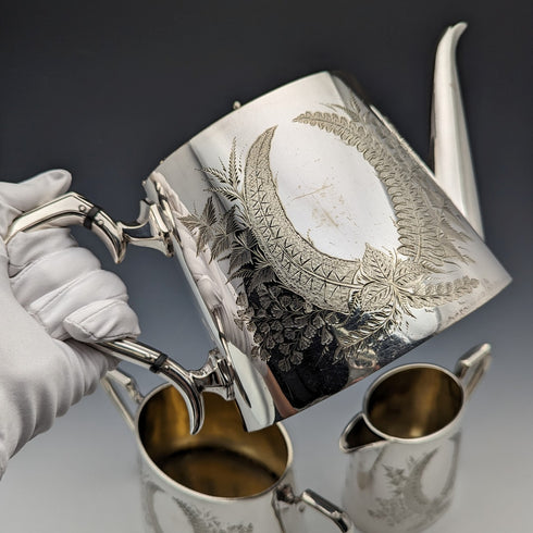 約 1900 年英國古董鍍銀茶具 3 件套