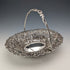 1892 British antique sterling silver basket decorated with pierced earrings, movable handle, 272g, large, Spiers