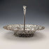 1892 British antique sterling silver basket decorated with pierced earrings, movable handle, 272g, large, Spiers