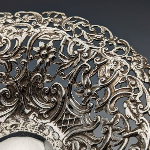 1892 年英國古董純銀耳環裝飾籃可移動手柄 272 克 L 尖頂