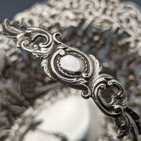 1892 年英國古董純銀耳環裝飾籃可移動手柄 272 克 L 尖頂