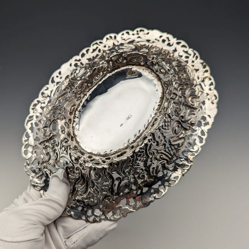 1892 年英國古董純銀耳環裝飾籃可移動手柄 272 克 L 尖頂