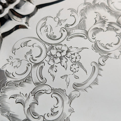 1846 年英國古董純銀 Salva 卡托盤直徑 23 公分 396 克 George Frederick Pinnell