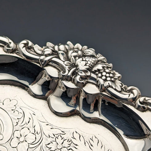 1829 年英國古董純銀 Salva 卡托盤直徑 25 公分 560 克 John & William Barnard