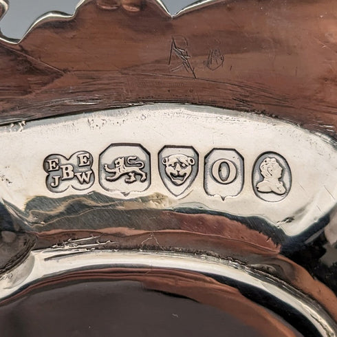 1829 年英國古董純銀 Salva 卡托盤直徑 25 公分 560 克 John & William Barnard