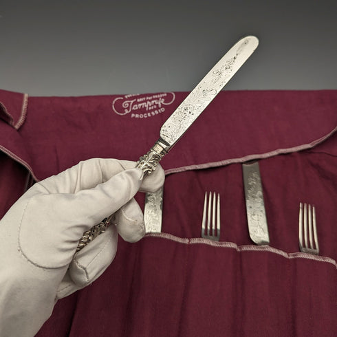 1860年頃 英国アンティーク 純銀ハンドル カトラリー4ペア Harrison Brothers&Howson