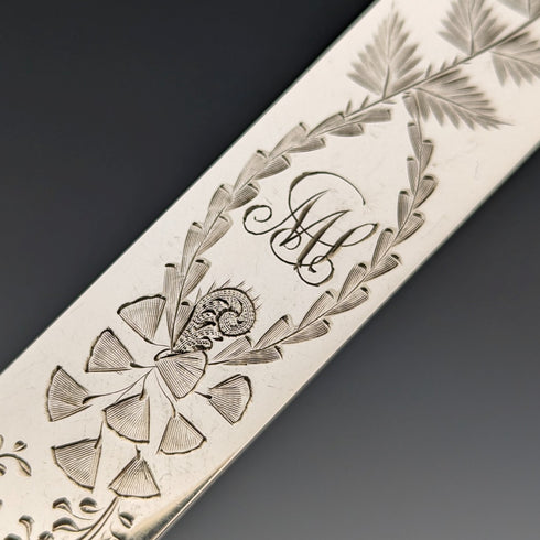 1880年 英国アンティーク シルバープレート製 デザートカトラリー 12ペアセット Martin&Hall 木箱入り