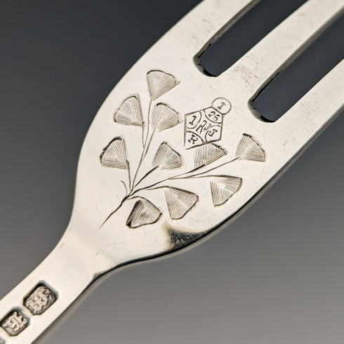 1880年 英国アンティーク シルバープレート製 デザートカトラリー 12ペアセット Martin&Hall 木箱入り