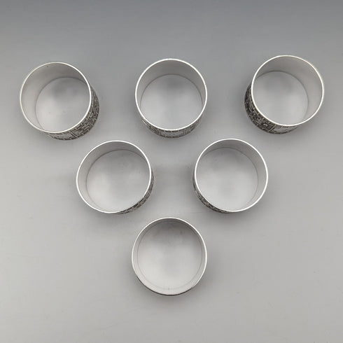 英国ヴィンテージ シルバープレート製 ナプキンリング 6個セット 紙箱入り