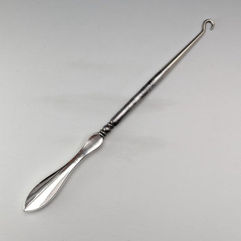 1911年 英国アンティーク 純銀ハンドル 大型ボタンフック ブーツフック William Vale