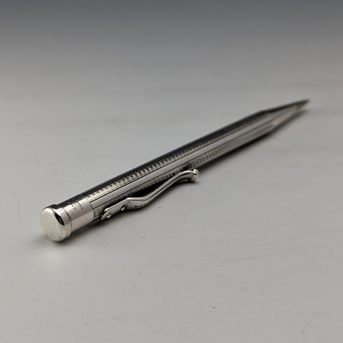 British Vintage Yard O' Red Rolled Silver Push-Pull Pencil