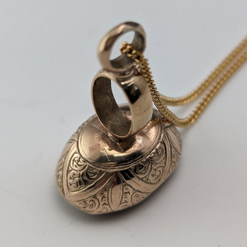 Early 20th Century 8ct Gold & Purple Stone Fob Necklace