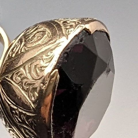 Early 20th Century 8ct Gold & Purple Stone Fob Necklace