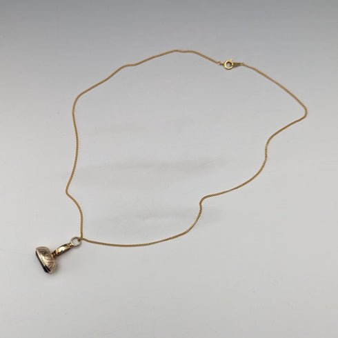 Early 20th Century 8ct Gold & Purple Stone Fob Necklace