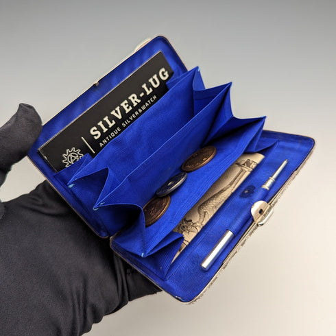 1893 年英國古董雙開口純銀卡盒風琴袋 126 克 Sampson Mordan