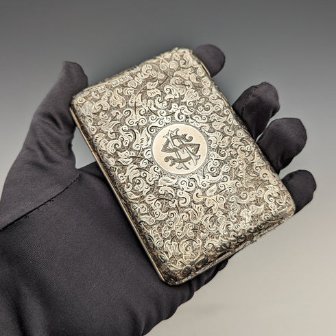 1893 年英國古董雙開口純銀卡盒風琴袋 126 克 Sampson Mordan