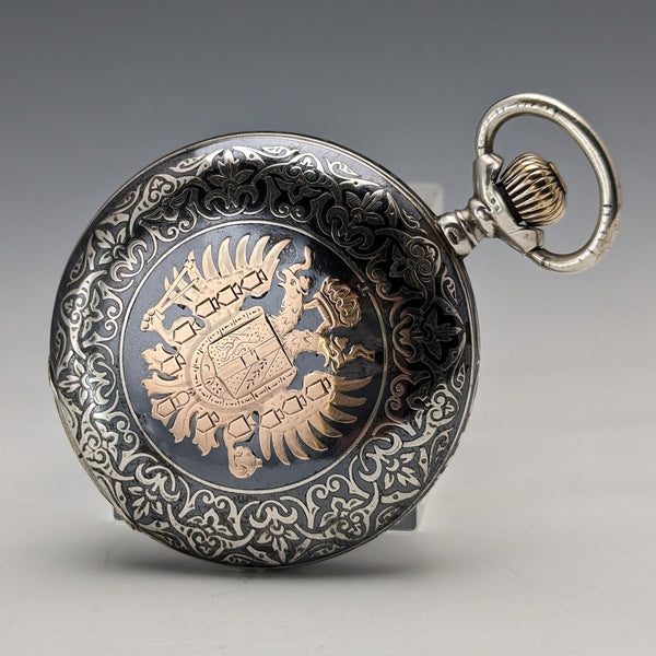 古董瑞士製造未簽名懷錶銀色側分鐘 Niero 獵人錶殼運作良好