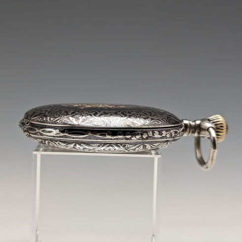 古董瑞士製造未簽名懷錶銀色側分鐘 Niero 獵人錶殼運作良好