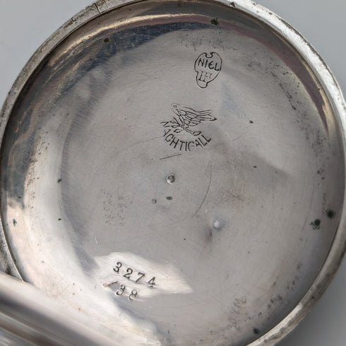 古董瑞士製造未簽名懷錶銀色側分鐘 Niero 獵人錶殼運作良好