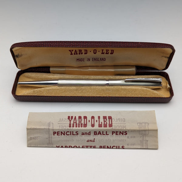 1961 British Yard O' Red Sterling Silver Push-Pull Pencil in Case