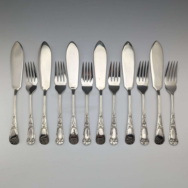 英國古董鍍銀魚餐具 6 對套裝 JG Graves