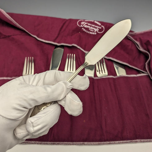 Antique British Silver Plate Fish Cutlery Set of 6 Pairs JG Graves