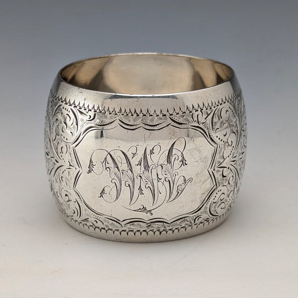 1897 British antique sterling silver napkin ring, 36g, Hilliard & Thomason
