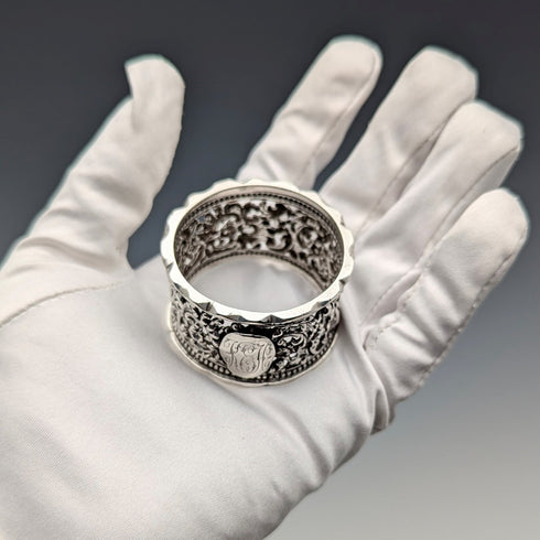 1897 年英國古董純銀鏤空餐巾環 27 克 Thomas Hayes