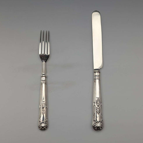 1890年 英国アンティーク 純銀製 デザートカトラリーペア 67g Walker&Hall