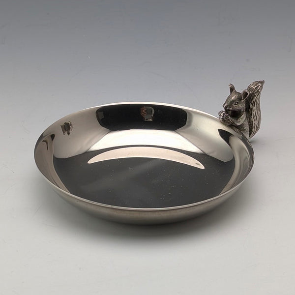 英國復古鍍銀松鼠裝飾堅果盤 M&R