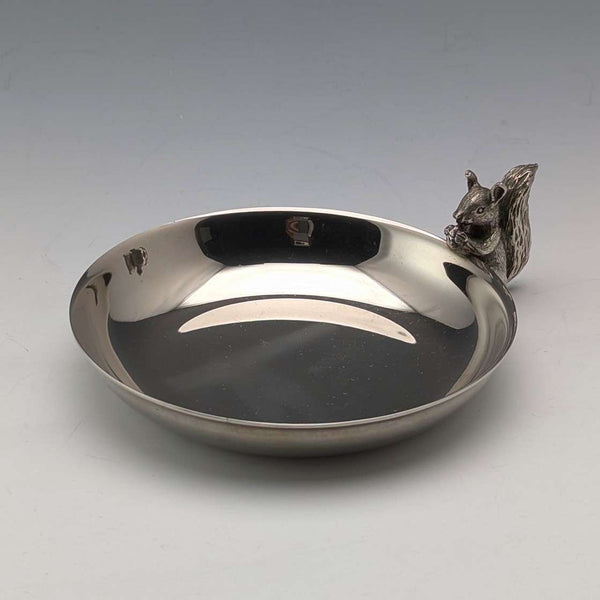 Vintage British silver plate squirrel decorated nut dish M&R