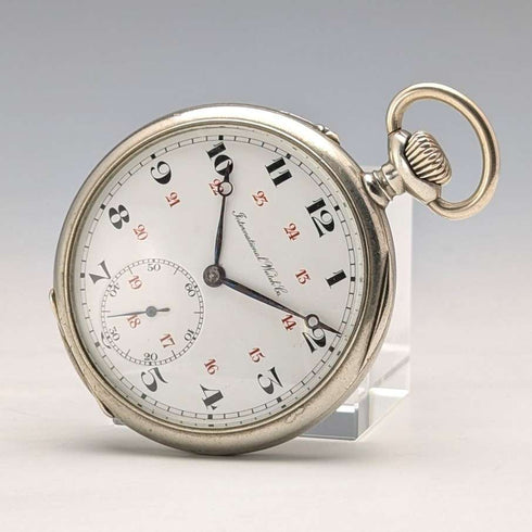 1918年頃 アンティーク IWCシャフハウゼン 懐中時計 ニッケルシルバーケース 整備済