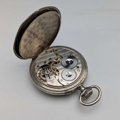 1918年頃 アンティーク IWCシャフハウゼン 懐中時計 ニッケルシルバーケース 整備済