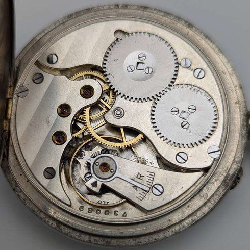 1918年頃 アンティーク IWCシャフハウゼン 懐中時計 ニッケルシルバーケース 整備済
