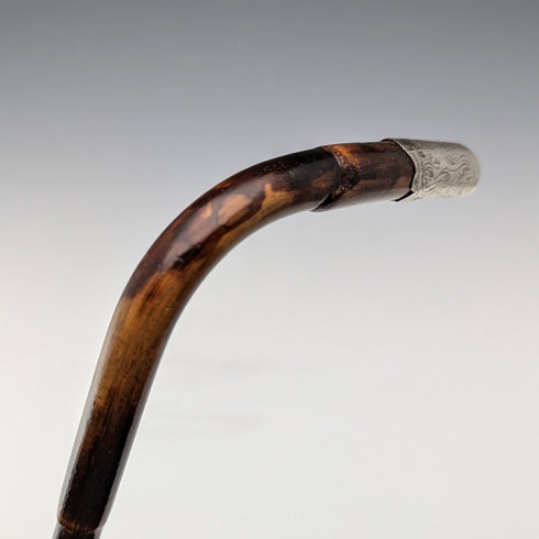 1901 年英國古董女士純銀裝飾 L 形手柄手杖 90 厘米