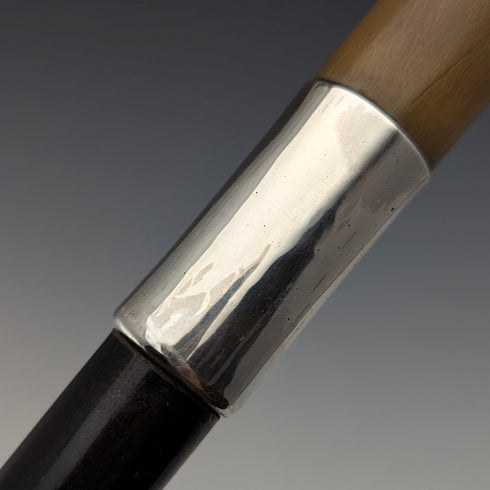 復古男式純銀裝飾彎角手柄手杖 86 厘米