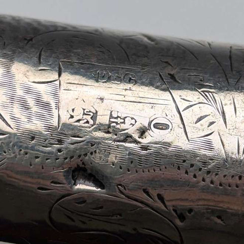 1897 年英國古董男士純銀裝飾 L 角手柄手杖 83 厘米
