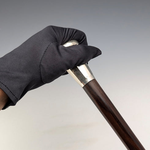 1925年 英国ヴィンテージ 紳士用 純銀製 丸ハンドル ステッキ 杖 84cm