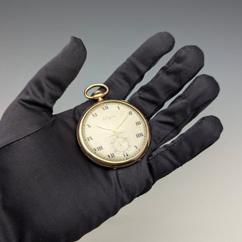 Circa 1931 Vintage Longines Pocket Watch Thin Gold-Plated Case Cal18.69Z In Good Working Condition