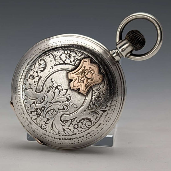 大約 1913 年古董 Billodes/Zenith 懷錶雕刻銀色側面獵人錶殼工作物品