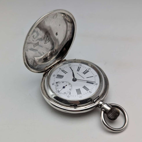 大約 1913 年古董 Billodes/Zenith 懷錶雕刻銀色側面獵人錶殼工作物品