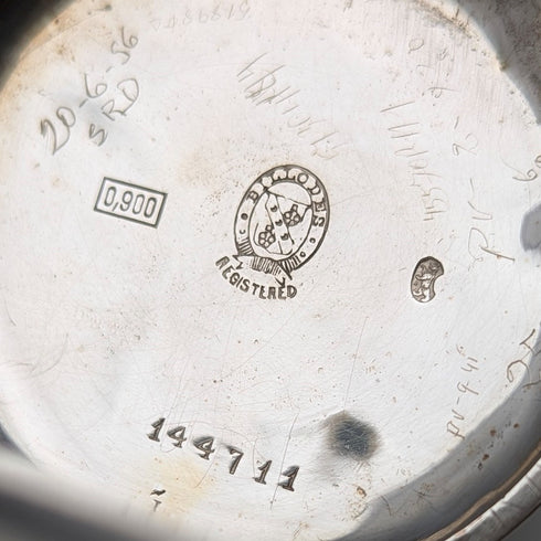 大約 1913 年古董 Billodes/Zenith 懷錶雕刻銀色側面獵人錶殼工作物品