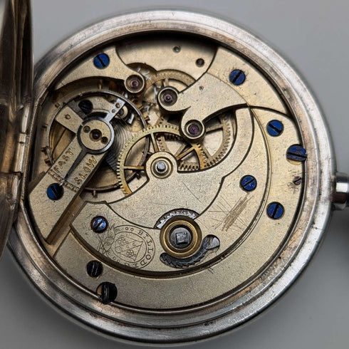 大約 1913 年古董 Billodes/Zenith 懷錶雕刻銀色側面獵人錶殼工作物品
